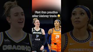 Marina Mabrey  Dijonai Carrington in their first Sun practice 😂 wnba wnbaallstar funnymemes [upl. by Horwath]