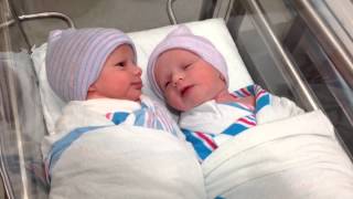 Newborn one hour old twins have first conversation [upl. by Novaelc]