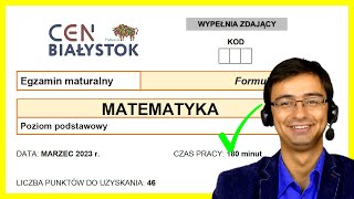 Matura z Matematyki CEN Białystok Podstawa F23 202203 próbna cały arkusz [upl. by Frolick131]