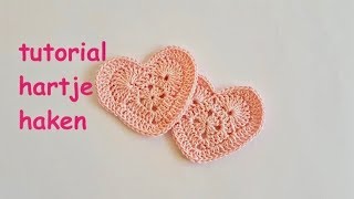 Tutorial hartje haken crochet granny heart  valentine heart  valentijn [upl. by Willms]