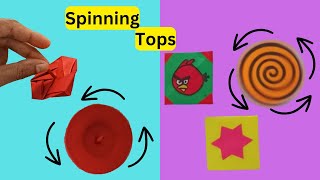 Origami spinning tops  Learn how to make 2 amazing paper spinning top  Origami [upl. by Auqinimod624]