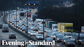 Christmas getaways hit as flooding closes M25 with 10 mile queues [upl. by Tratner]