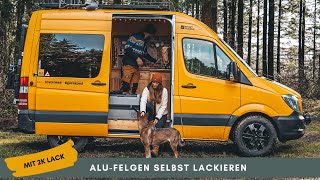 ALUFELGEN SELBST SCHWARZ LACKIEREN  mit 2K LACK SPRAYDOSE  Sprintervan [upl. by Lezned]