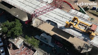 Cae pieza de concreto en un tramo del Tren Interurbano vecinos señalan afectaciones por la obra [upl. by Aynatan505]