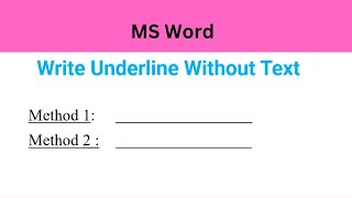 How to Put Underline in Microsoft Word Without Text Write Underline Without Text [upl. by Nnaes]