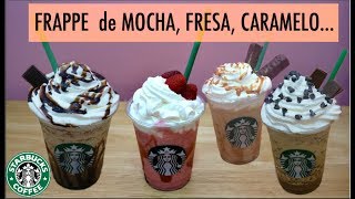 4 FRAPPUCCINOS Starbucks de mocha fresa caramelo java chip [upl. by Helaina]