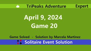 TriPeaks Adventure Game 20  April 9 2024 Event  Expert [upl. by Ema]