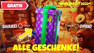 NEUES WINTERFEST 2022 UPDATE 😱 Alle 14 KOSTENLOSE Geschenke in Fortnite CHAPTER 4 🎁 [upl. by Ailatan]