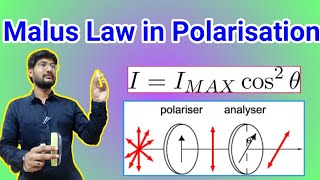 Maluss Law  Malus law in polarisation  Malus law in hindi  Polariser  Analyser [upl. by Attenauqa155]