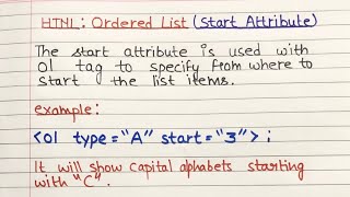 L12 What is the use of start attribute in OL tag  Ordered list  START ATTRIBUTE [upl. by Nomla801]