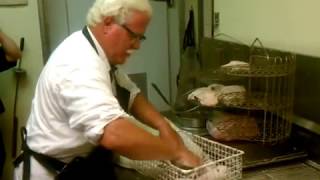 Colonel Sanders impersonator making chicken at the Clinton KFC [upl. by Gustav]