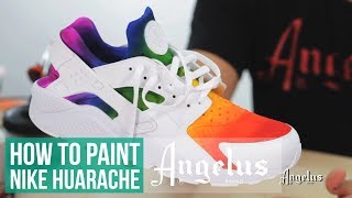 Custom Huarache  How to Airbrush a Rainbow Fade  Angelus Paint [upl. by Nawk]