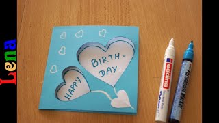 DIY Herz Geburtstagskarte basteln 💙 DIY Heart Birthday card DIY  как сделать открытку [upl. by Neimad]