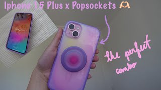 Iphone 15 Plus Pink x Popsockets Unboxing 💜🩷 [upl. by Samot53]