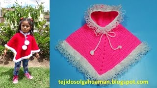 poncho tejido a crochet para navidad o para el invierno con puntos básicos [upl. by Ocimad]