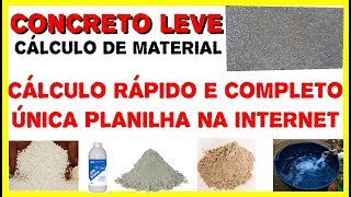 CONCRETO LEVE CÁLCULO ISOPOR EPS  PLANILHA CÁLCULO DE MATERIAL [upl. by Milon]