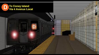 OpenBVE D Norwood205 Street To Coney Island R68Late Night [upl. by Arahas]