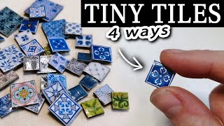 DIY Realistic Miniature Dollhouse Tiles  4 EASY ways from Paper  112 Scale [upl. by Camel]