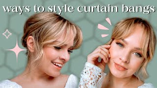 ALL the ways to style CURTAIN BANGS  Kayley Melissa [upl. by Alyam]