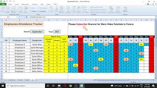 Automatic Employee Attendance Tracker in Excel Effectively Track your Employees Attendance Record [upl. by Ybbil]