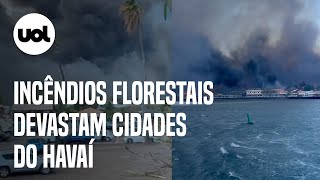 Havaí Incêndios florestais causam destruição na ilha dos Estados Unidos veja vídeo [upl. by Anileme]