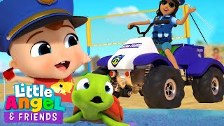 Baby John is a Police Hero to the Rescue at the Beach  Little Angel And Friends Kid Songs [upl. by Misaq643]