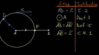 Euclids Elements Book 1 Proposition 3 Constructing A Line 2 [upl. by Einahpad]