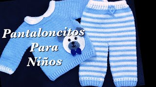 Pantalón para bebé con jersey a crochet o ganchillo  Trajecitos para niños y niñas 208 [upl. by Annahsed74]