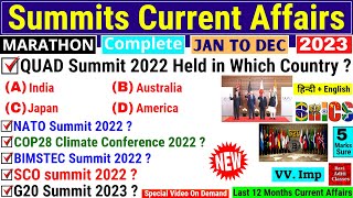 Current Affairs 2023 in English Summits  Important Summit amp Conferences 2023  Jan to Dec Yearly [upl. by Winthrop]