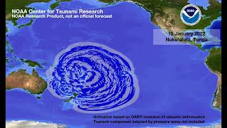 January 15 2022 Tonga volcanogenerated tsunami propagation [upl. by Eddie336]