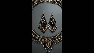 Beaded necklace tutorial seed bead earrings with fringes beading tutorials [upl. by Amadus]