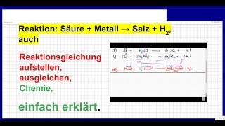 Reaktion Säuren mit Metallen Reaktionsgleichung aufstellen ausgleichen Chemie [upl. by Anwahsal]