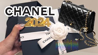 Chanel mini flap bag 😻 unboxing mini Chanel [upl. by Akimat]