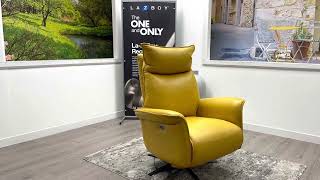 Lazy Boy Hayes Swivel Power Recliner Chair Yellow Premium Leather LaZBoy Reclining Twin Motor [upl. by Binah]