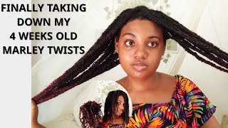 NO BREAKAGE MARLEY TWISTS TAKE DOWN  LONG 4C NATURAL HAIR GROWTH  LENGTH RETENTION [upl. by Nylekoorb815]