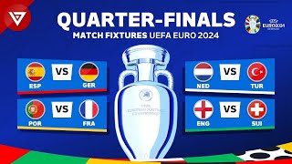 🔴 QUARTER FINALS UEFA EURO 2024 FIXTURES  Match Schedule Today EURO 2024 QuarterFinals [upl. by Rehctelf791]