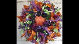 Halloween Ribbon Wreath Tutorial by Trendy Tree [upl. by Aekin343]