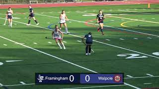 Walpole Varsity Field Hockey vs Framingham [upl. by Aham]