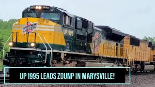 BONUS CLIPS 19 CHICAGO NORTHWESTERN HERITAGE UNIT 1995 LEADS UP ZDUNP IN MARYSVILLE KS [upl. by Ymarej]