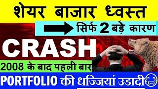 STOCK MARKET CRASH😭  2 बड़े कारण 😨🔴 2008 के बाद पहली बार🔴 NIFTY CRASH🔴 MARKET CRASH🔴PORTFOLIO🔴SMKC [upl. by Ynos]