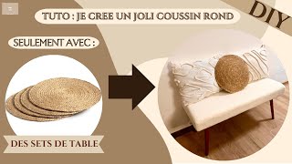 DIY  COMMENT CREER UN JOLI COUSSIN ROND EN JUTE [upl. by Enilreug]