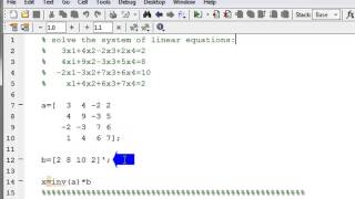 Solve a system of linear equations in MATLAB using matrix inverse method [upl. by Ahsenwahs]