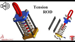 Tension Rod Assembly SolidWorks 2021 Tutorial Swept BossBase step by step [upl. by Nalac]