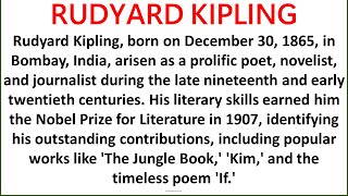 essay on rudyard kipling  10 lines on rudyard kipling  10 Lines about Rudyard Kipling [upl. by Moffat183]