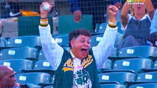 Oakland Athletics Fan Catches Foul Ball as Friend Comes Back From Beer Run  Athletics vs White Sox [upl. by Tirrag730]