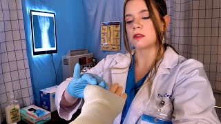 ASMR Hospital Orthopedist Exam  Putting a Cast on Your Arm Sticky Sounds Massage [upl. by Neelrahc205]