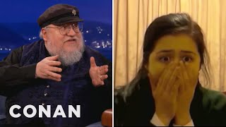 George R R Martin Watches quotRed Weddingquot Reaction Videos  CONAN on TBS [upl. by Onder110]