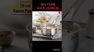 Bergner Tripro Triply 4 Pc CookwareSet link in description cooking kitchen stee home tea india [upl. by Arelus]