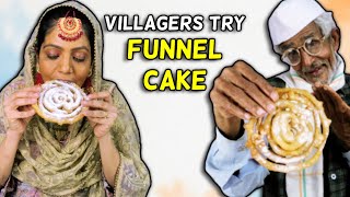 Villagers Try Funnel Cake For First Time  Tribal People Try A Funnel Cake For First Time [upl. by Anailli]