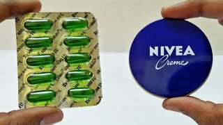 NIVEA cream Vitamin E capsules beauty tips for face  Instant skin care beauty hacks and remedies [upl. by Naujik]